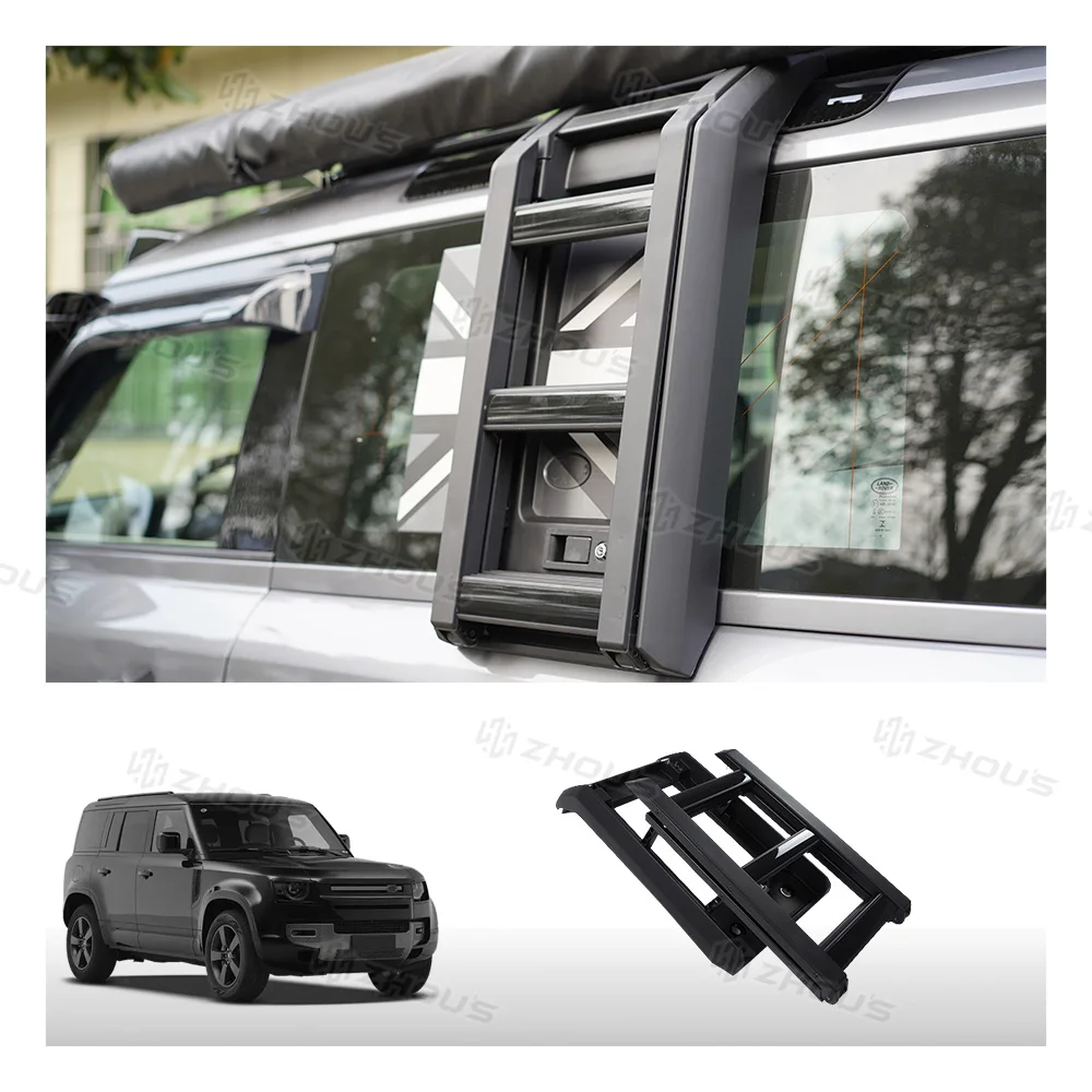 

Aluminum Roof Rack Ladder Foldable Elevatable Protection Car Side Door Ladder For Land Rover New Defender 90 110