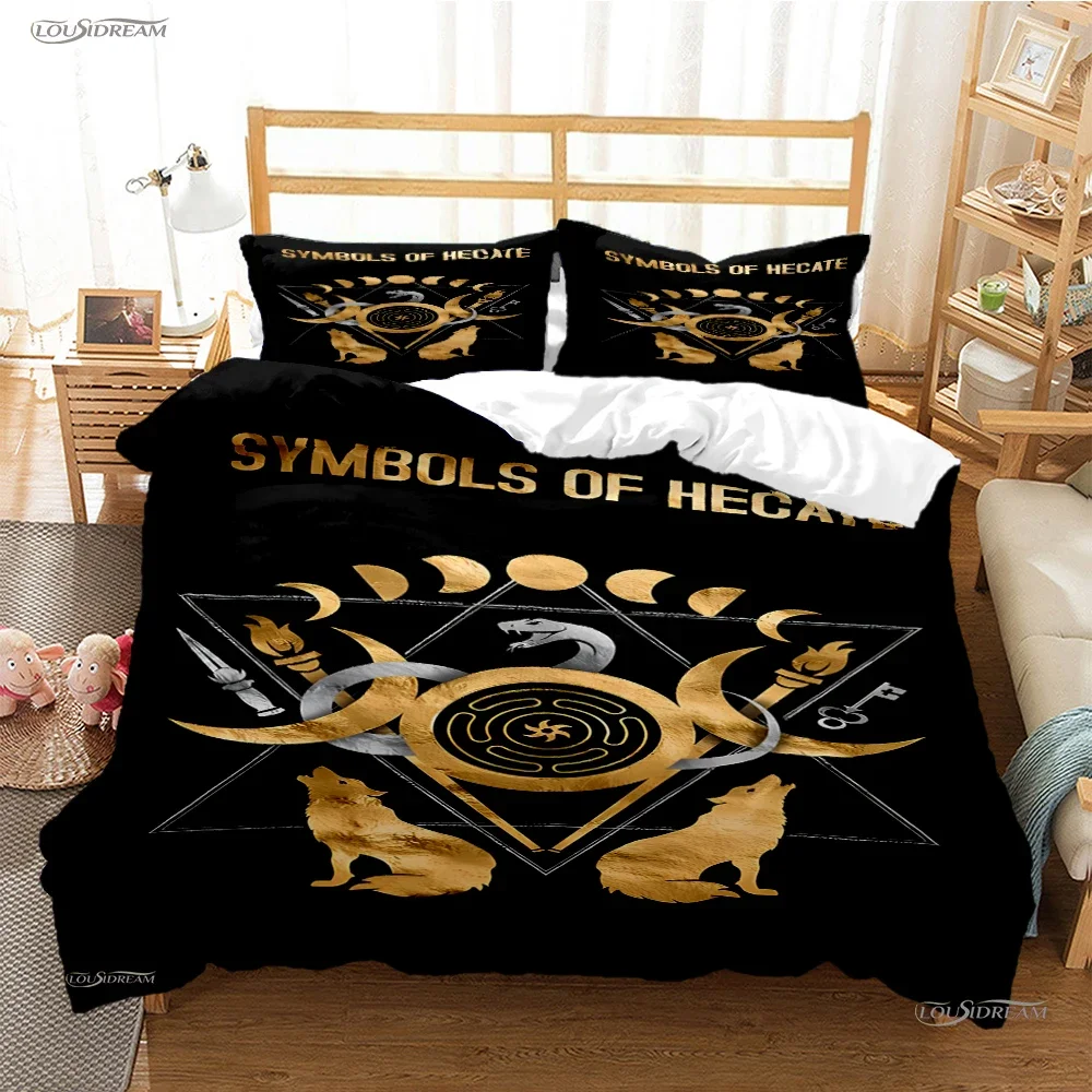 Triple Moon and Pentagram Duvet Cover Comforter Bedding sets Soft Quilt Cover and Pillowcases for Teens Single/Double/Queen/King