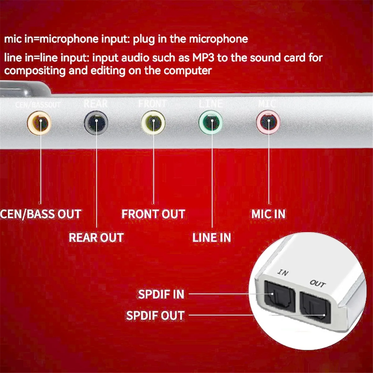 2025+ USB External Audio Converter External Audio Card 5.1 Channel Headphone Adapter Sound Card SPDIF for PC Computer