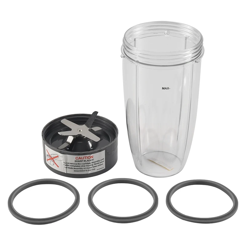 A84E-Replacement Parts 32 Oz Cup And Blade And Seal Ring Rubber Gaskets Replacement, Compatible For Nutribullet