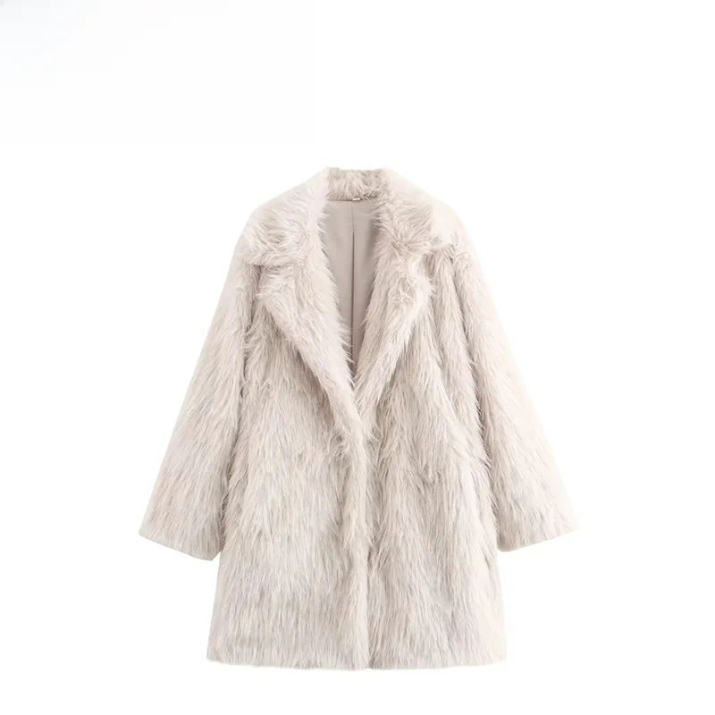 ZBZA Autunno delle Nuove Donne Street Sle Pelliccia Artificiale Effetto Cappotto Jaet Faionable Capispalla 638258