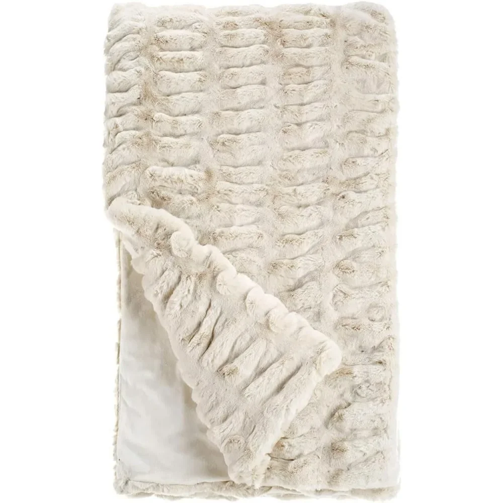 Donna Salyers Couture Collection Ivory Mink Faux Fur Throws, Ivory, 60X86