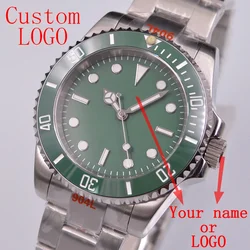 40mm NH35 Miyota 8215 Automatic Movement No Logo Watch Green Dial Man's Watch Custom Logo Watch Sapphire Glass Ceramic Bezel