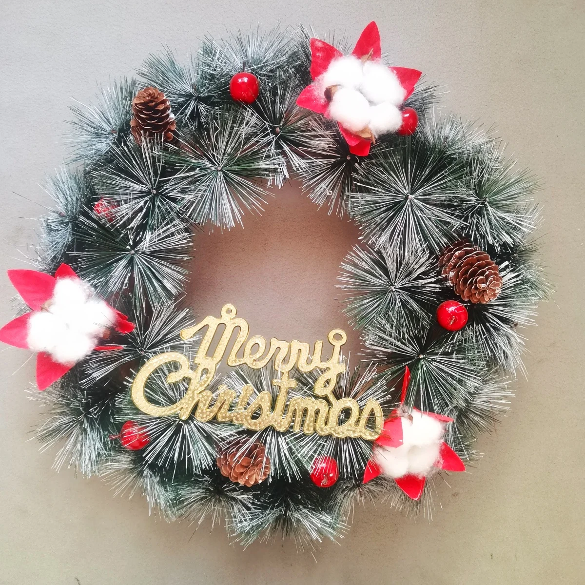 

Christmas Wreath 40CM Artificial Pine Needle House Decoration Accessories Simulation Flower Wall Deco Wedding Living Room