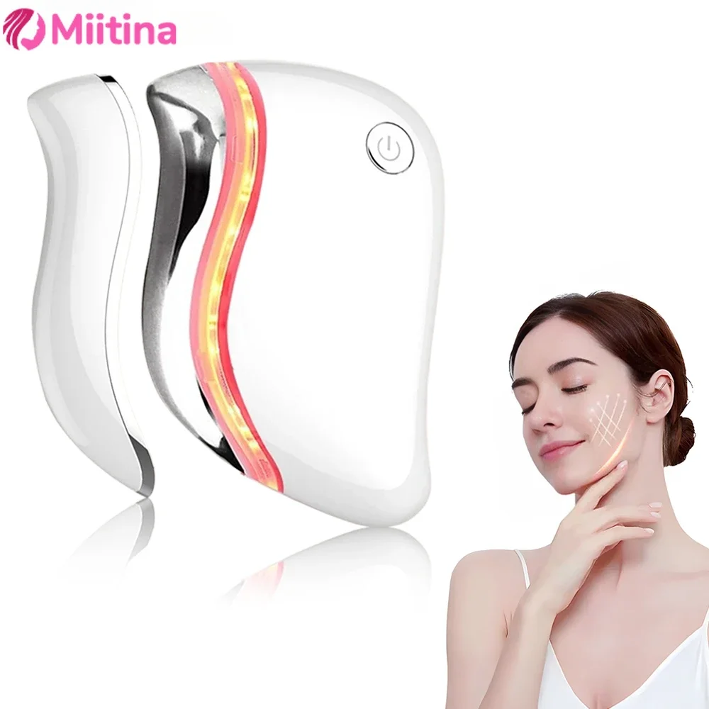 4 in 1 Electric Facial Scraping massager Heat Vibration Sculpting Tightening Anti-Aging Wrinkles Face Puffiness Relief skin care