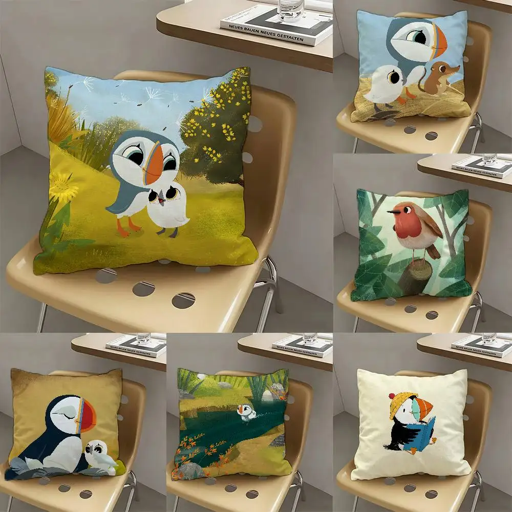 1pc P-uffin Rock P-Preschool Pillow Case Fashion Square Pillowcase Bedroom Sofa Room Ins Decoration Leisure