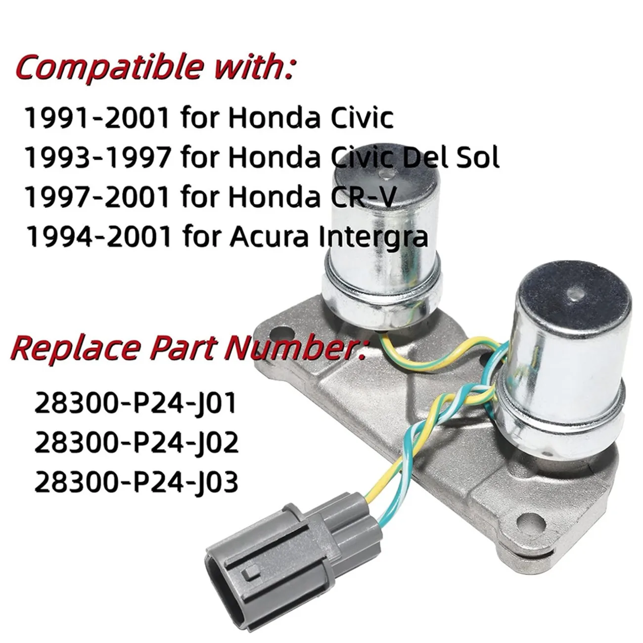 Transmission Dual Shift Control Lock Up Solenoid 28300-P24-J01 for Honda Civic 1991-2000 CRV 1997-2001 for Acura Integra 1994-00