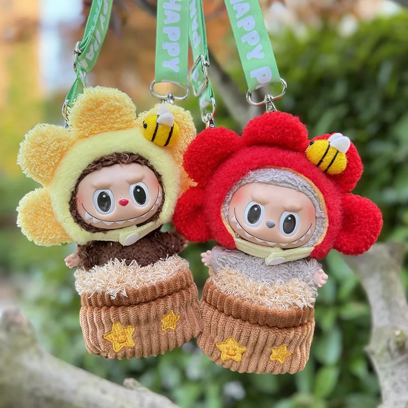 17cm Cute Sunflower Baby Bag Clothes Accessories For Korea Kpop Exo Labubu Idol Dolls Clothing Fans Overalls Hoodie No Doll