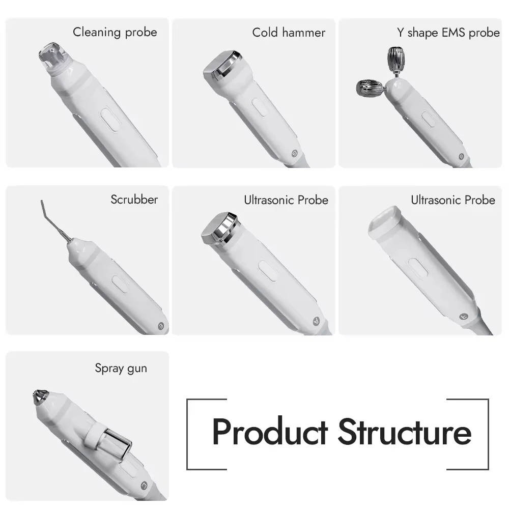 7 في 1 أداة تجميل الوجه متعددة الوظائف هيدرو كريستال اللوازم الطبية فراغ البلازما الأكسجين تنظيف المياه جهاز العناية بالبشرة