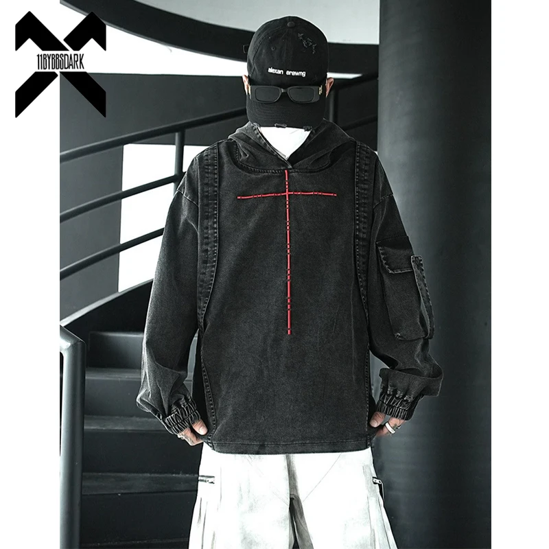 

Винтажная джинсовая толстовка с капюшоном Y2K, толстовка с капюшоном в стиле гранж, свободные толстовки с капюшоном, куртка в стиле хип-хоп, уличная одежда, пальто
