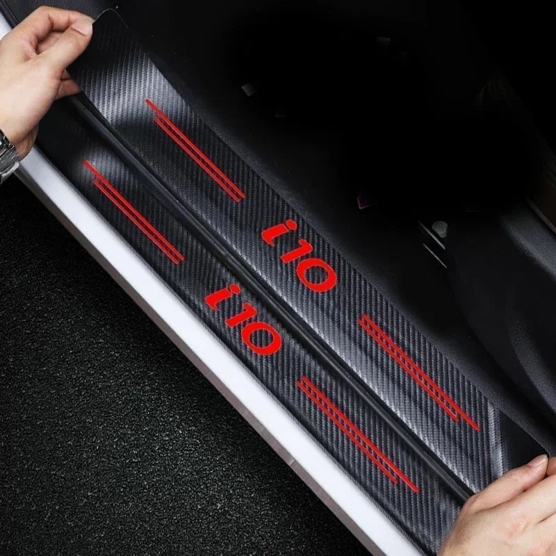 Car Stickers for Hyundai i10 Rear Trunk Bumper Protector Plate Front Door Threshold Sill Anti Scratch Trim Decals Accessories