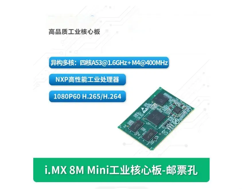 

NX IMX8M Mini Industrial Core Board, featuring a quad-core ARM A53 processor at 1.6GHz and Linux.