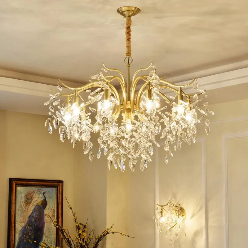 American crystal chandelier, living room bedroom creative art tree chandelier