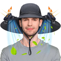 Outdoor Wide Brim Sun Hat With Solar Fan Wide Brim Solar Fan Outdoor Fishing Hat Solar USB Charging Powered Hat Adjustable