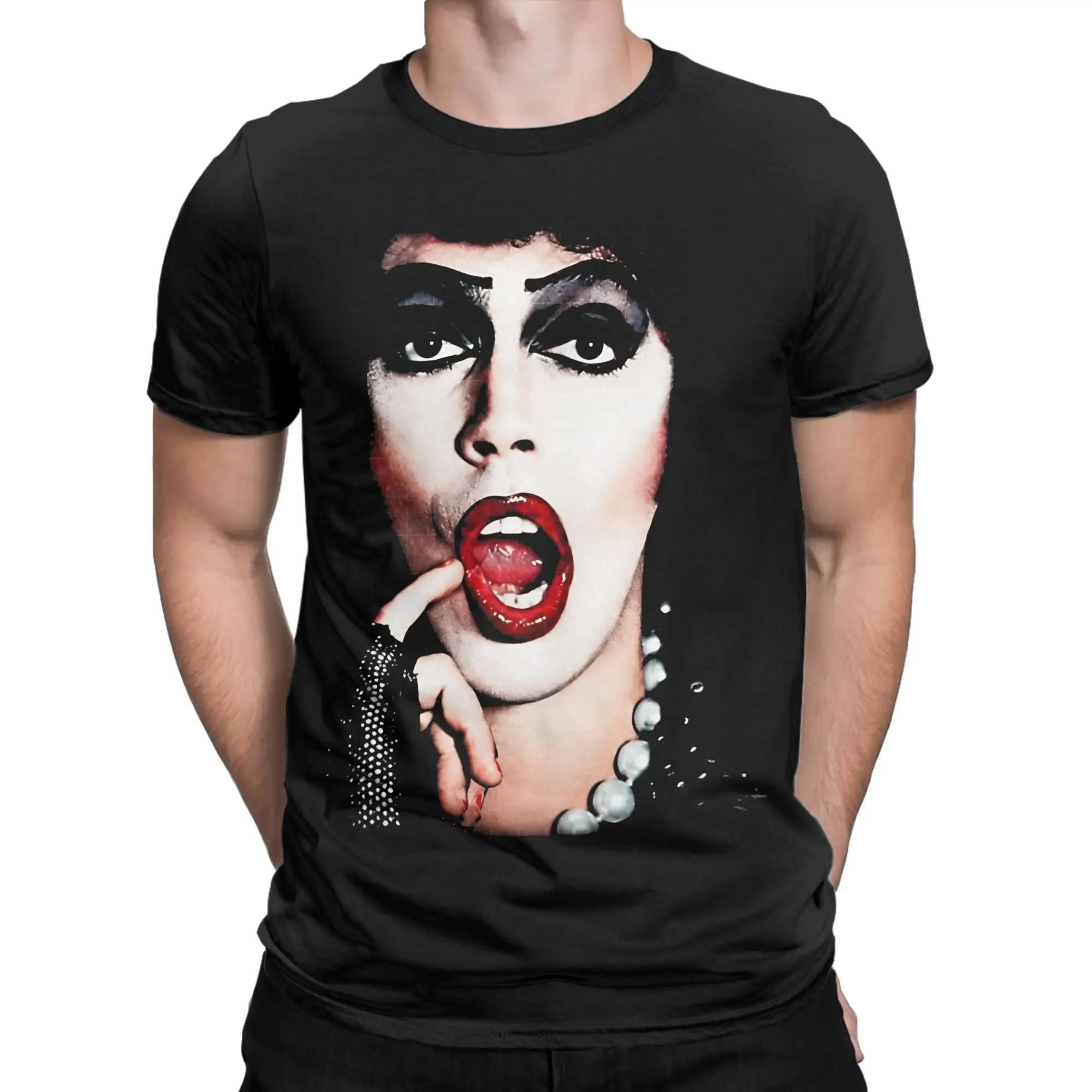 Leisure  Rockys Horror Frank N Furter Tim Curry Memorial Tim Curry T-Shirt for Men O Neck Cotton T Shirt Plus Size Clothing