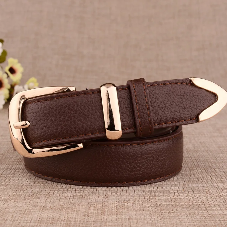 2024 All match Fashion Women Casual Imitation Leather Belt Brown Blue 105cm Korea Style New Arrival Lacquer Alloy Buckle