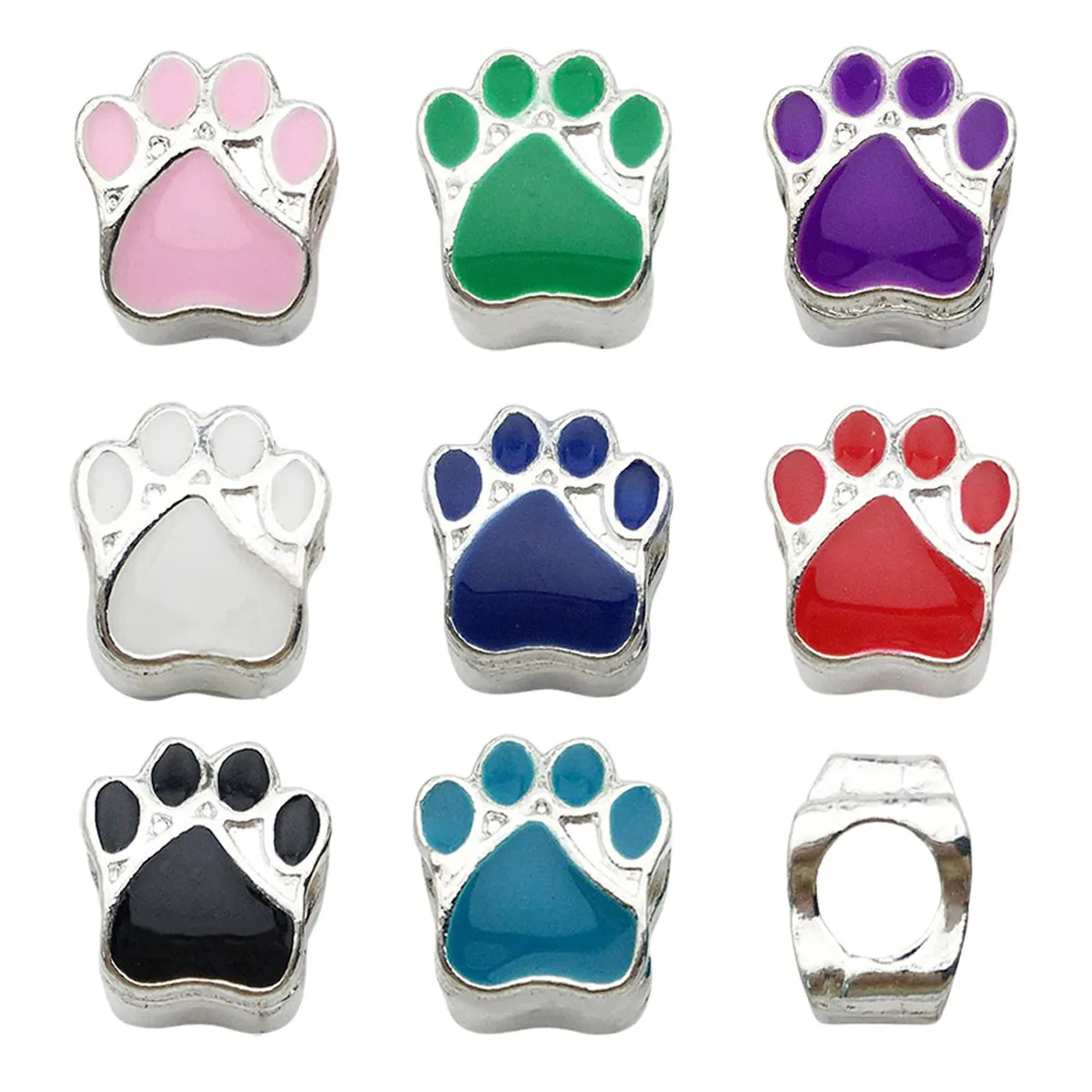 

Spacer European Beads Enamel Paint Cute Dog Pet Big Hole Colorful For Charms Bracelets Jewelry DIY Handmade Findings 10mm
