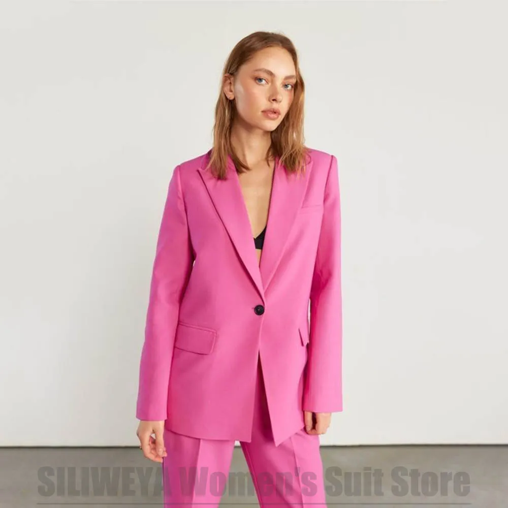Women's Suit Fashion Single Button Long Sleeves Wear Office Party Outfit Elegant Lady Daily Casual Streetwear Two Piece