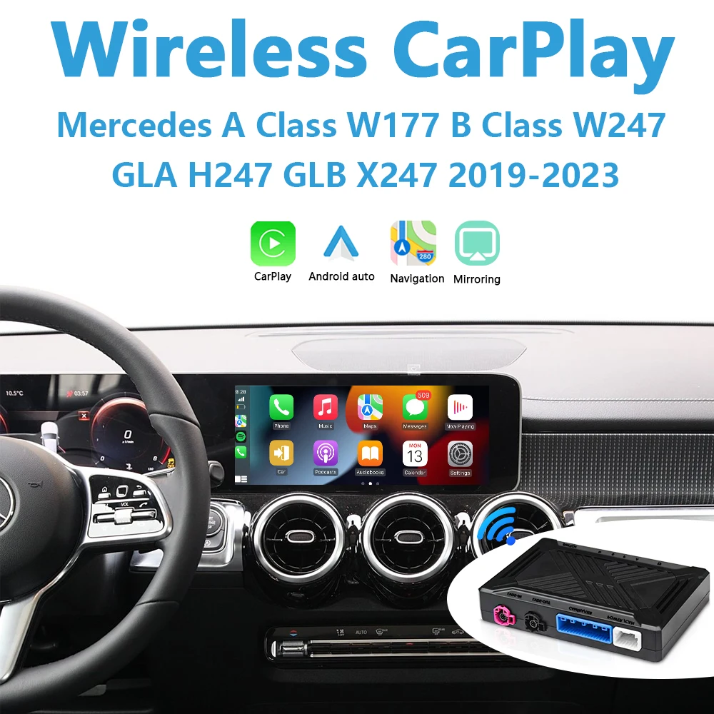 

Apple CarPlay for Mercedes W177 W247 H247 X247 A B GLA GLB With NTG5.5 6.0 Command Retrofit Wireless Android Auto Plug&Play