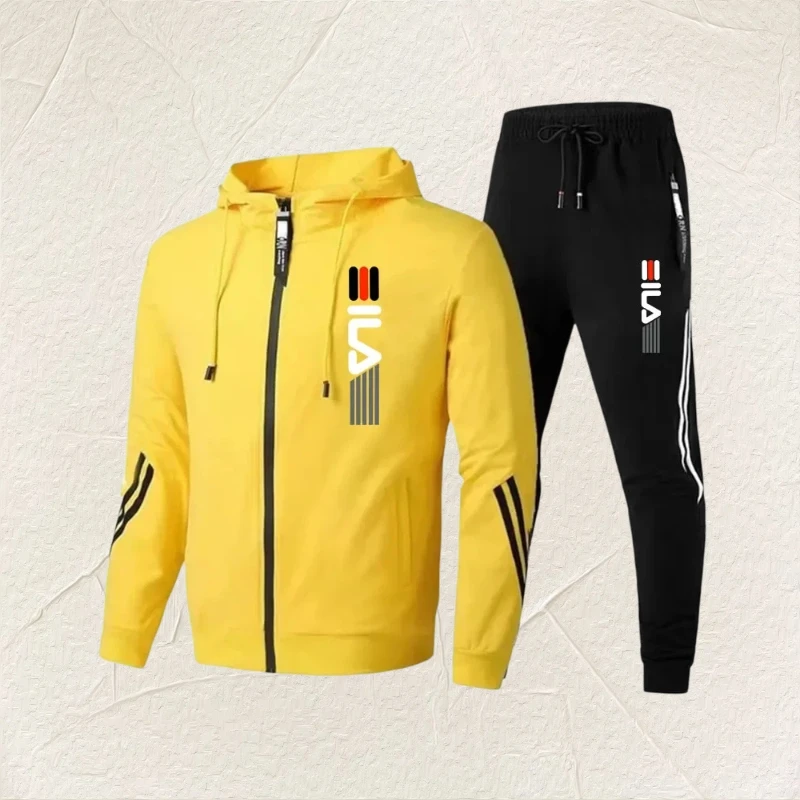 

A complete set of two-piece men's new hooded zipper sports shirt and sports pants, suitable for daily casual fitness and jogging