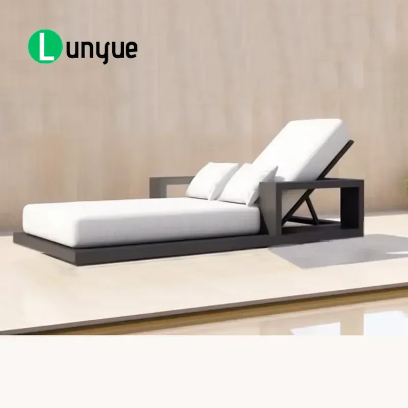 Aluminum Metal Sun Chair Beach Bed Outdoor Pool Side Sofa Simple Furniture Durable Lightweight Relaxing Lounger for Patio