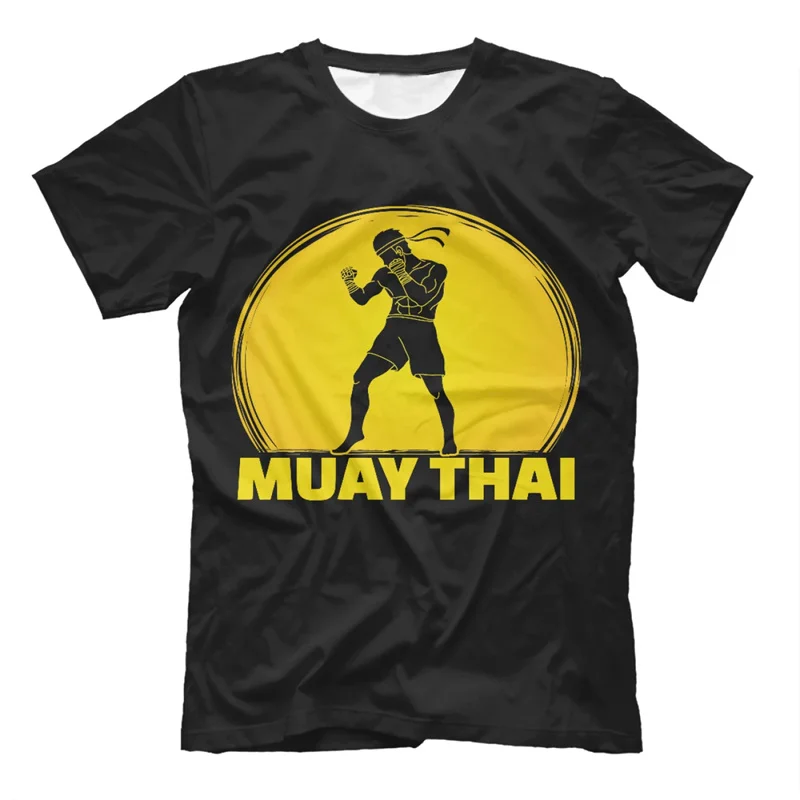 Boxing Men\'s Muay Thai T Shirt Fashion Summer Oversized T-shirts Casual Men\'s Gym Fitness Combat Training Sportswear Clothing