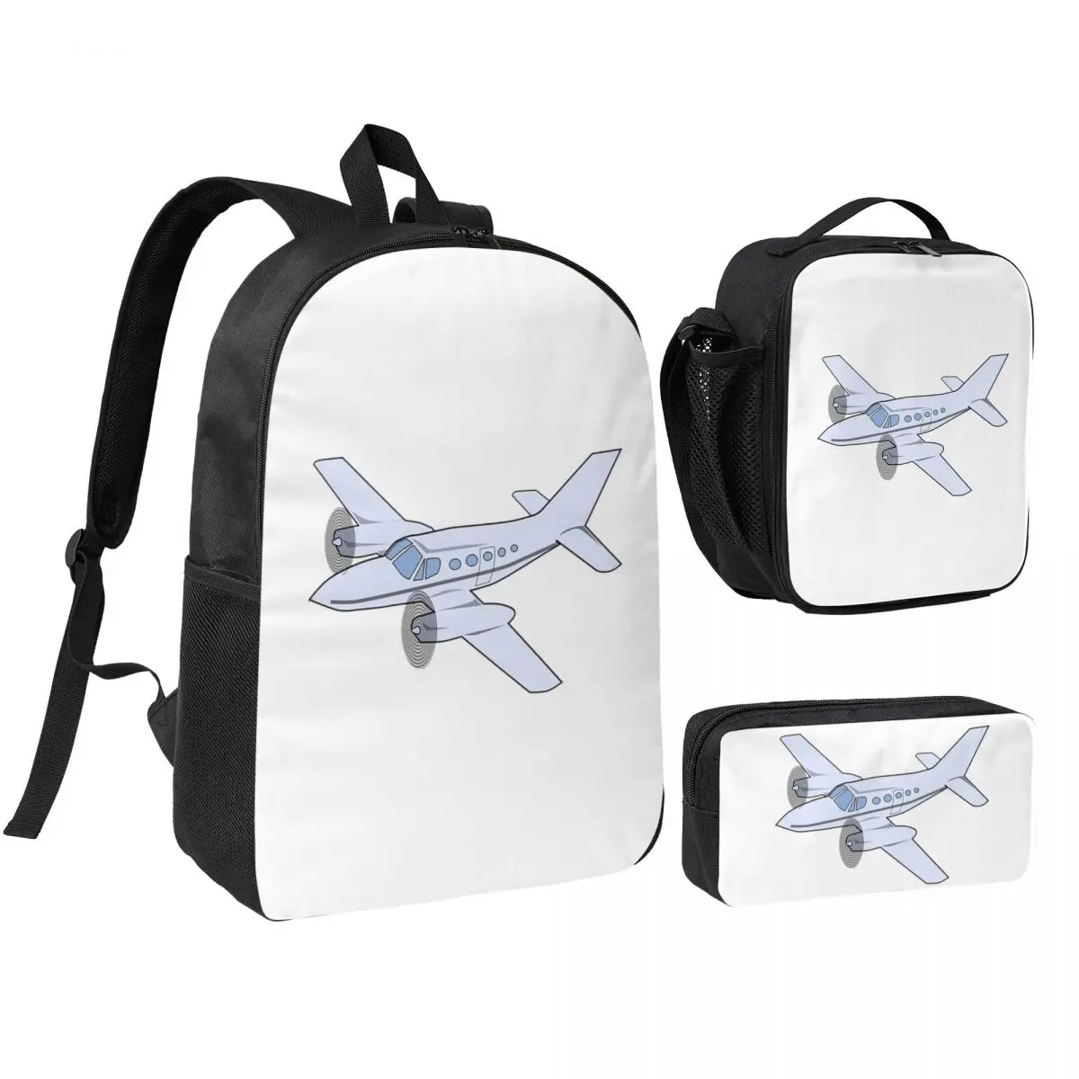 

Beechcraft King Air C90 Aviation Majesty Backpack Student BookBag School Bag Shoulder Bags 3ps Insulated Lunch Bag Pencil Case