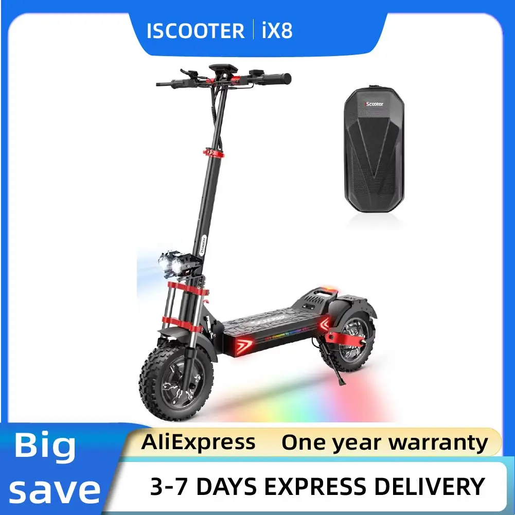 Trottinette électrique iScooter iX8, 20Ah, 2*1200W, double moteur, 60 km/h, pneus pneumatiques antidérapants tout-terrain de 12 pouces, autonomie de 70 km