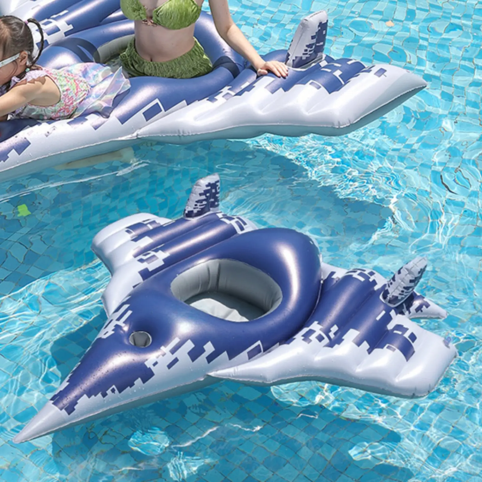 

Inflatable Airplane Pool Inflatable High Buoyancy Parent-Child Airplane Inflatable Stable Design Sturdy-Duty Grab Handles