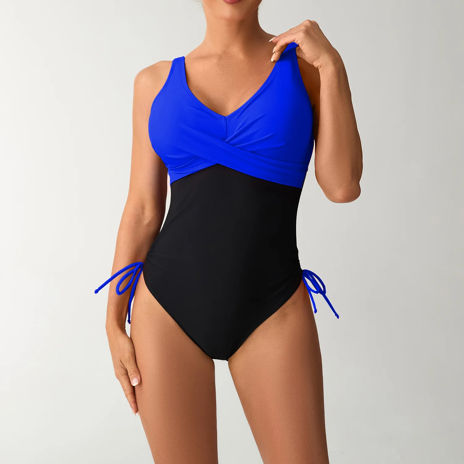 Tummy Control One Piece Swimsuit Sexy Slimming Monokini Vacation Swimsuit Sexy Open Back Corset V Neck Bodysuit Women's Swimsuit
