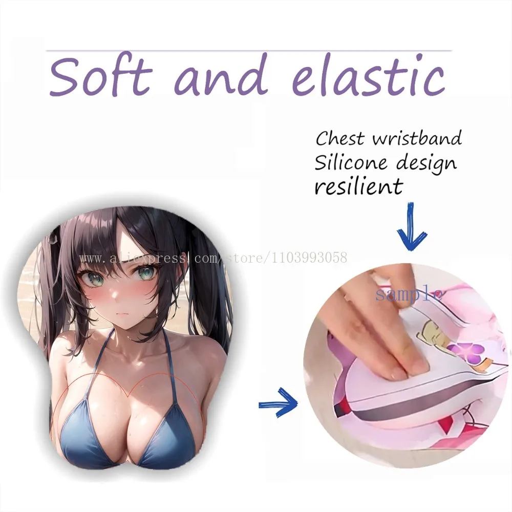 3D коврик для мыши Genshin Impact Mona Stereo, коврик для мыши Oppai Boob Anime, силиконовый коврик для запястья, игровой коврик для мыши под заказ