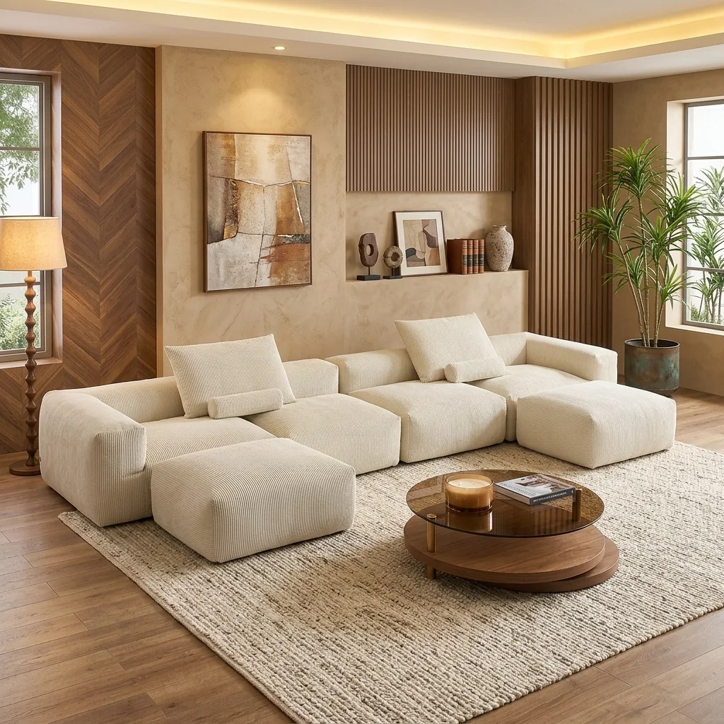 Mature Production Process Modular Sofa Wholesale Boneless Couch Sectional Sofa Living Room  Furniture