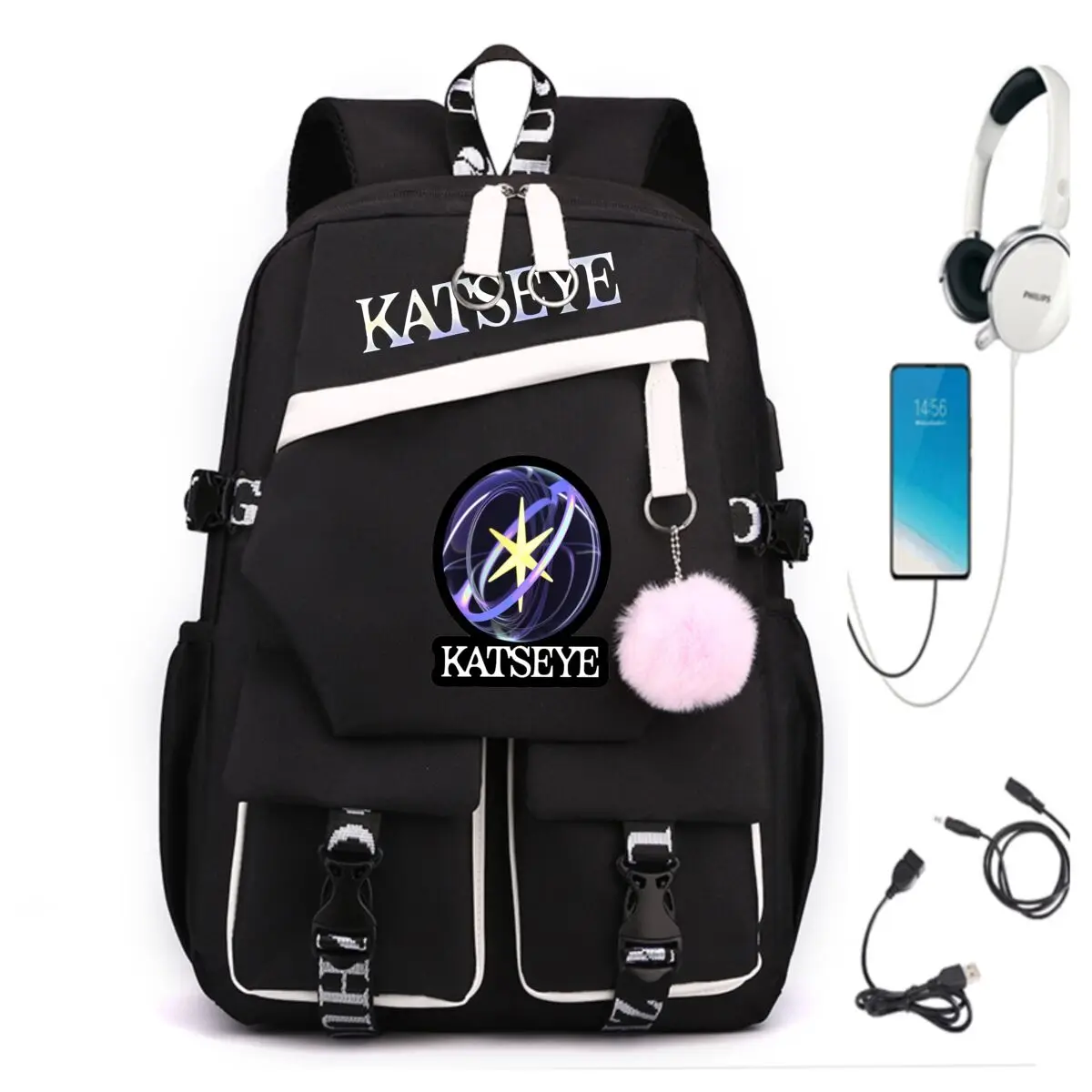Korean Girl Group Katseye Printed Backpack Hot Selling Student Campus Canvas Lightweight Backpack High Quality School Bags
