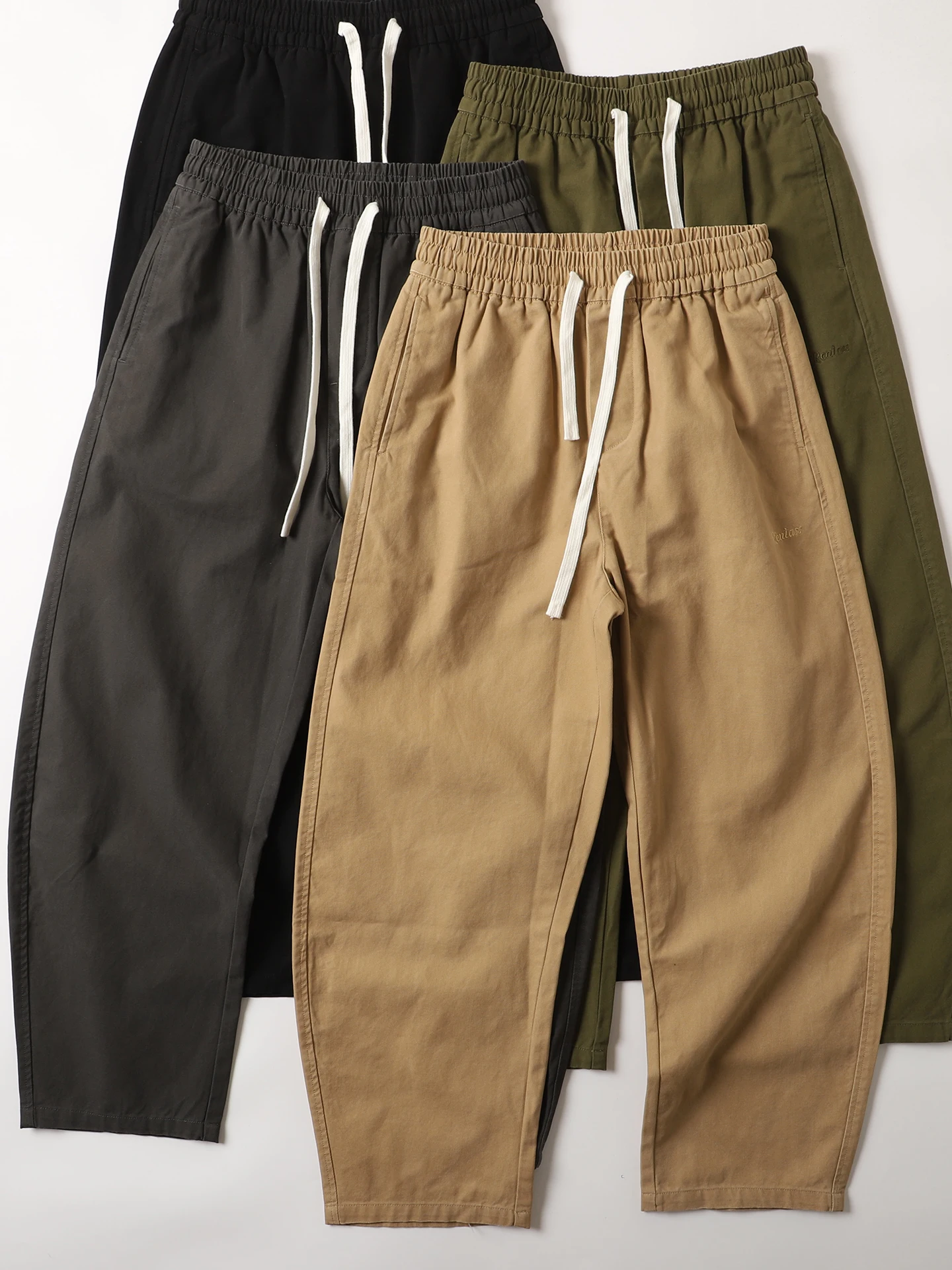 

Waed Cotton Men's Wide Leg Pants Loose Fit Street Sle Casual Trousers Long Straight Tube Jeans Artistic Faion