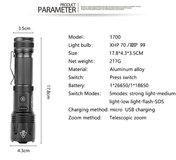 XHP99.2 LED Flashlight 18650 Rechargeable Flashlights XHP70 LED Flashlight Outdoor Waterproof Torch for Camping Exploring Hiking