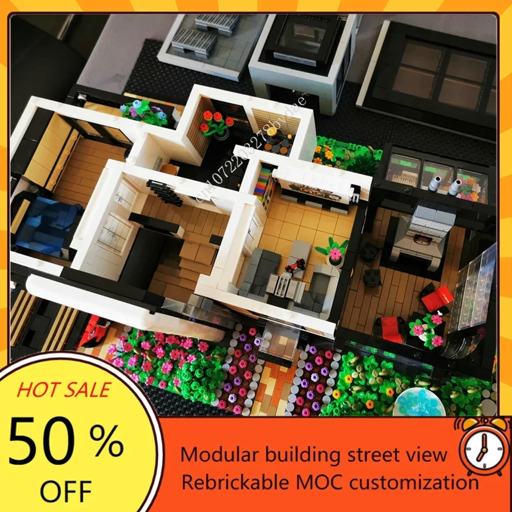 4686PCS MOC costruzione modulare casa di vetro Street View modello Building Blocks tecnologia mattoni assemblaggio creativo fai da te regalo giocattolo per bambini