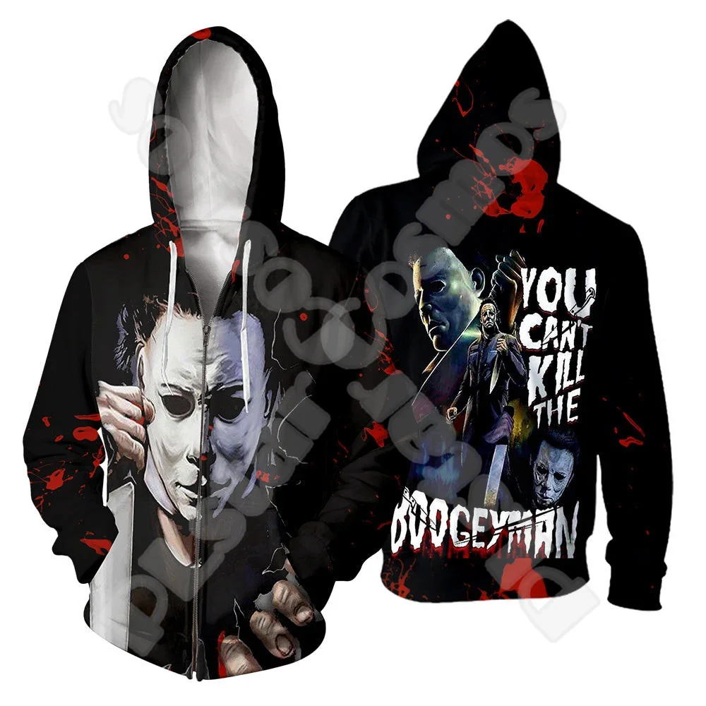 جاكيت مايكل هاراجاكو ثلاثي الأبعاد ، تأثيري الهالوين ، فيلم الرعب ، هوديس عتيقة ، هوديس كاجوال مضحكة ، V11