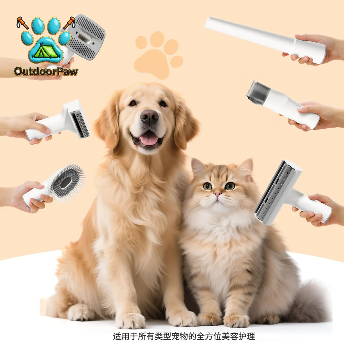 Cross-border pet multi-functional hair trimmer dog vacuum set all-in-one machine krypton gold cat vacuum cleaner hair clipper