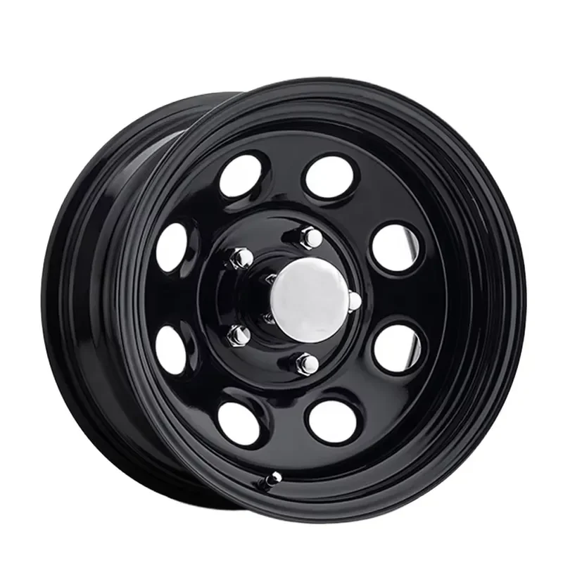 i WheelSky New Aftermarket 15 Inch 15x7.0 165.1mm ET30 Two-Piece Multi-Spoke Steel Wheel with Black E-Coating