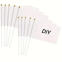 10pcs/50pcs DIY Flags Blank Small White Flags Party Decorations For Birthday Party Wedding Events Celebration