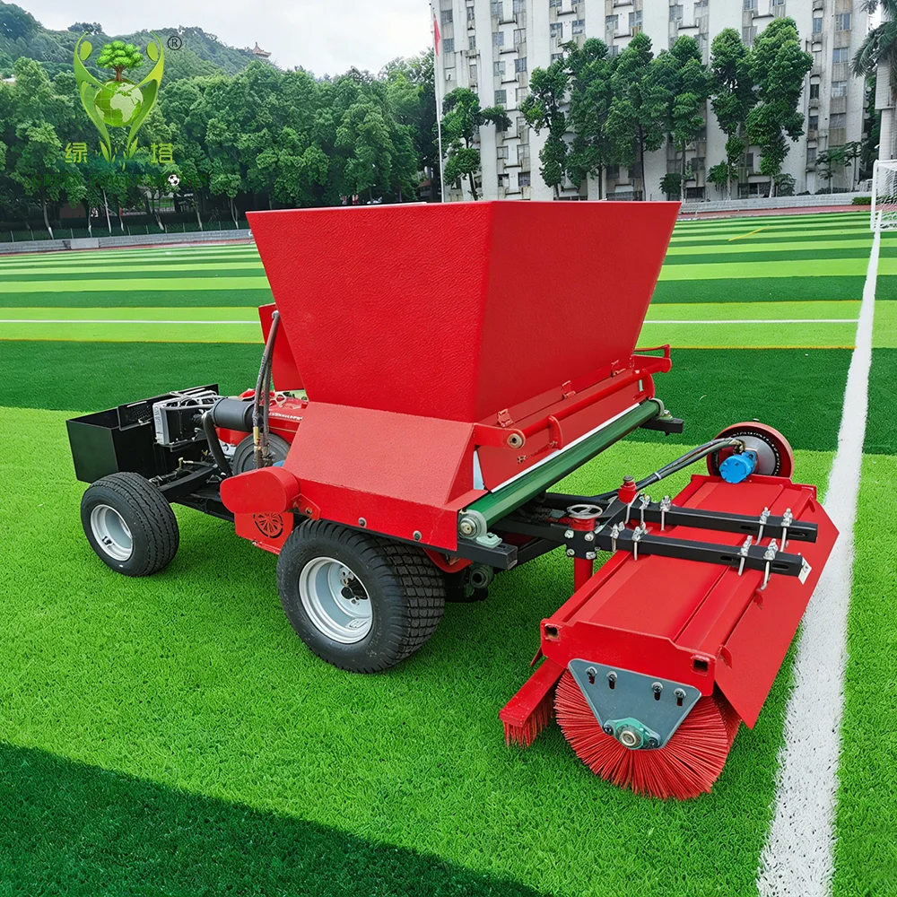 2000kg Sand Spreader Artificial Grass Turf Crumb Rubber Granules Sand Infill Brushing Lawn Integrated Machine for Sports Fields