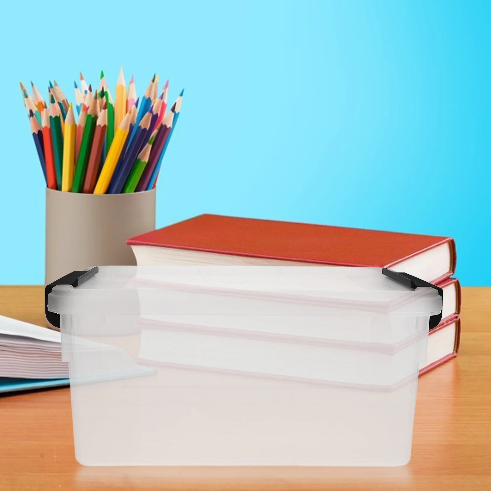 صندوق تخزين منظم الملفات المكتبي سعة 7 لتر، صندوق مستندات شفاف للاستخدام المكتبي، صندوق تخزين الملفات البلاستيكية الشفافة مع غطاء محكم الغلق