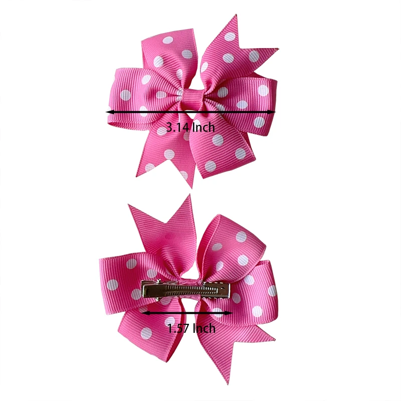 2pcs Girls Cute  Printing Dot Bows Hair Accessories Hair Clips Handmade Bows Clips Hair Pin Kawaii Child Accessories