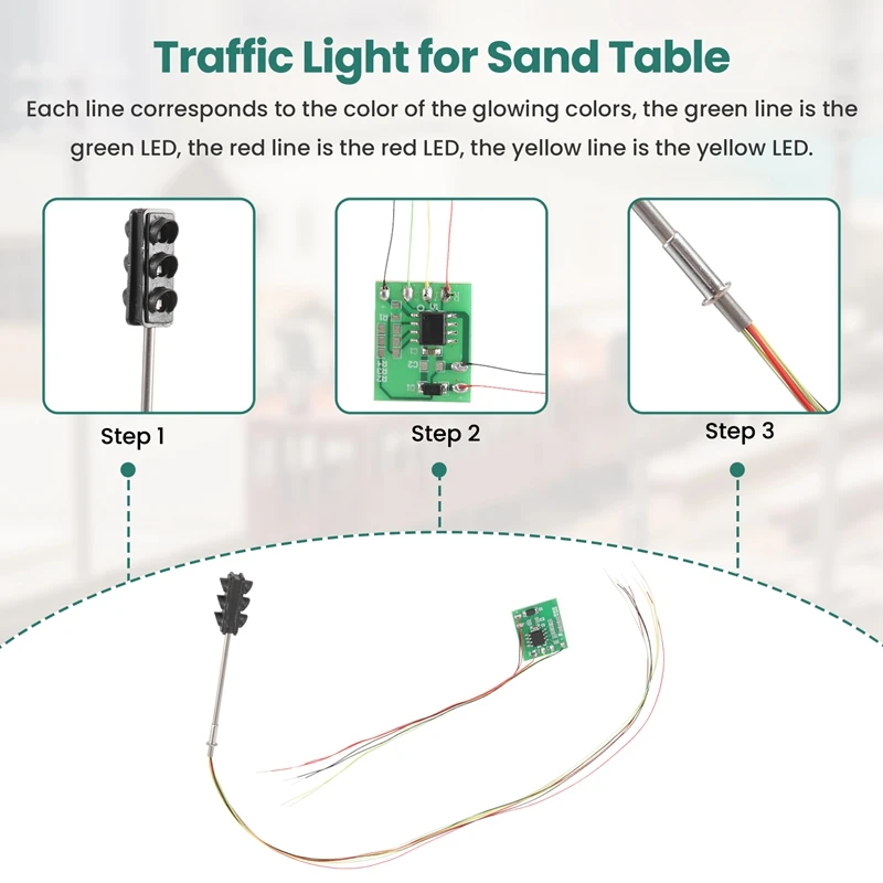 Lampu lalu lintas 3 warna Model skala Oo Ho LED untuk Diy meja pasir melintasi jalan konstruksi kereta api dua sisi