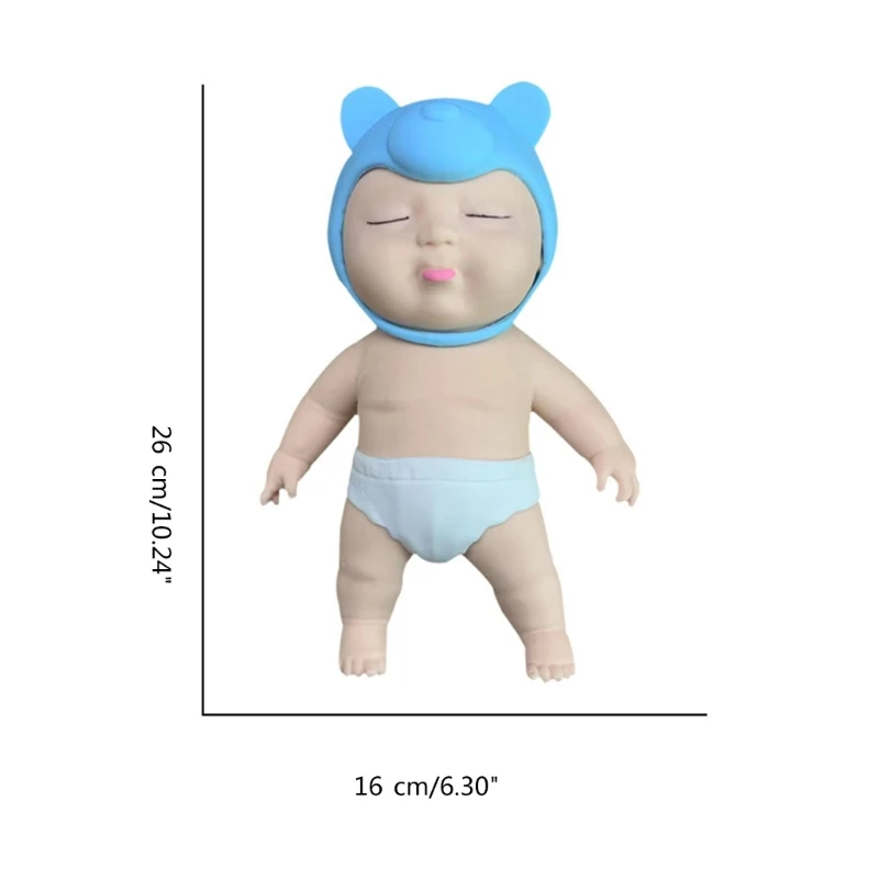 10'' dehnbare Babypuppe, weiches, zusammendrückbares Spielzeug TPR Fidgets Neuheit Anti-Stress-Spielzeug P31B