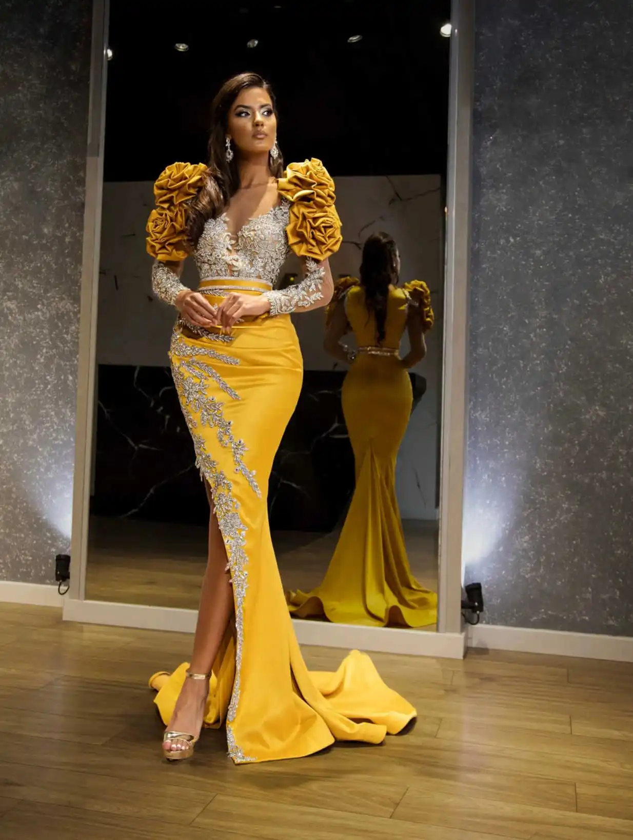 Vestidos de fiesta de graduación con flores brillantes, vestidos de noche de sirena con lentejuelas y cuentas, vestido de noche de cumpleaños personalizado Formal