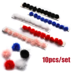 10PCS Nails Art 3D Decorations Mini Pom Poms Mink Fur Ball DIY Pompones Accessorie For Ring Keychain Shoes Hats Sewing Supplies