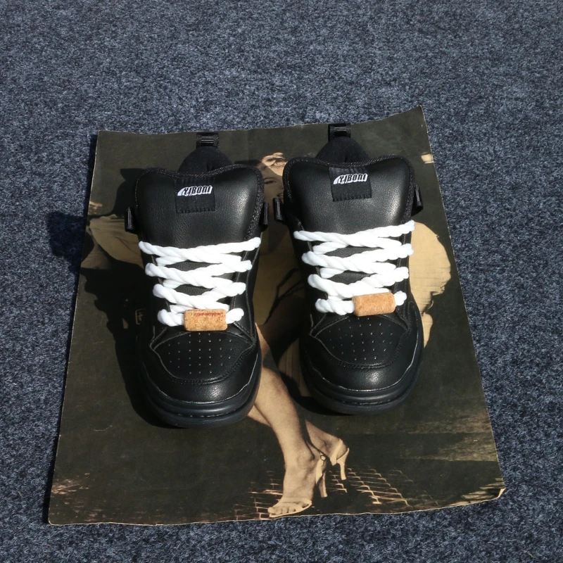Fashionable Versatile Design Black Thick-Tongue Loafers Men's Sports Outdoor Trendy Casual Sneakers Large Size Men's Shoes Comfortable Wear-Resistant Design Canvas Shoes Street Style Versatile Large Size Shoes