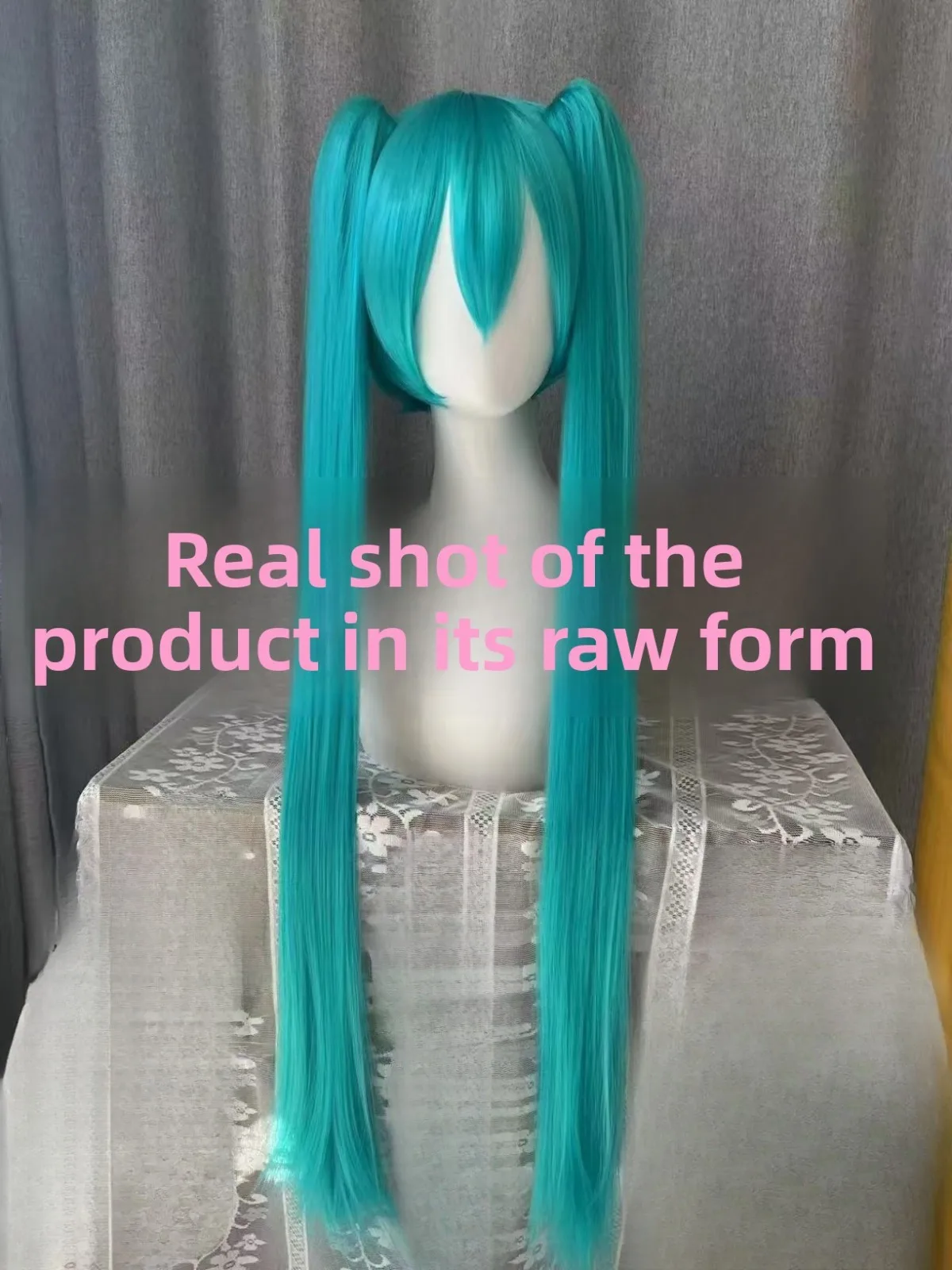 2027 Movie Synthetic Hair Miku Cosplay Long Wig Green Heat Resistant Party Wigs with 2 Clip Ponytails Wigs Halloween, Christmas image 5