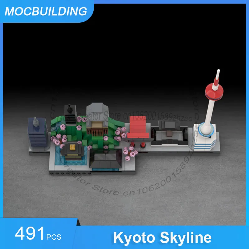 Bloques de construcción MOC Kyoto Skyline modelo pantalla DIY montar ladrillos colección de arquitectura urbana juguetes creativos de Navidad regalos 491 Uds